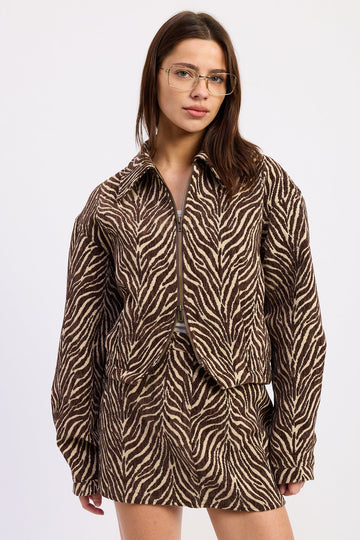 Emory Park Elspeth Jacquard Jacket in Brown Tan (layer)