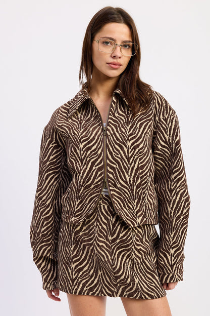 Emory Park Elspeth Jacquard Jacket in Brown Tan (layer)
