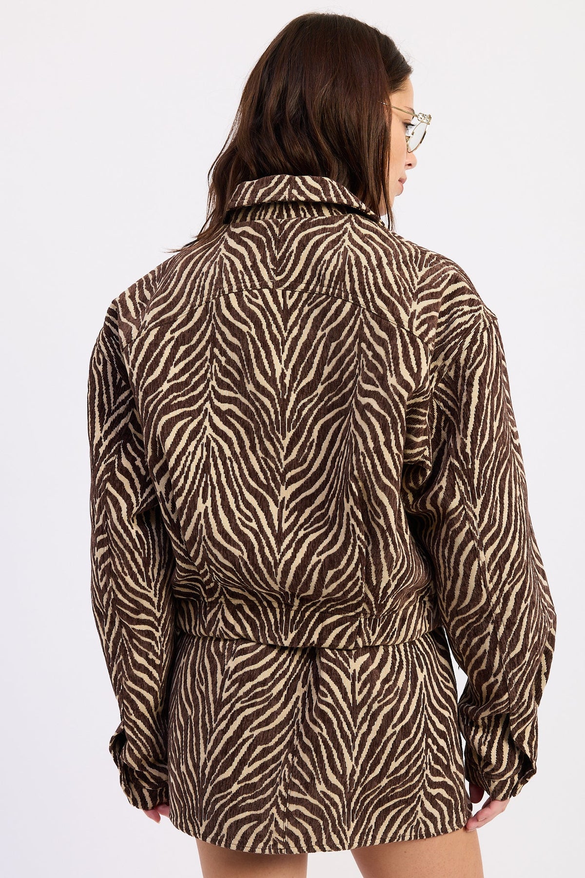 Emory Park Elspeth Jacquard Jacket in Brown Tan view 3 (layer)