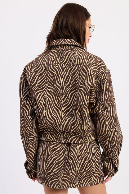 Emory Park Elspeth Jacquard Jacket in Brown Tan view 3 (layer)
