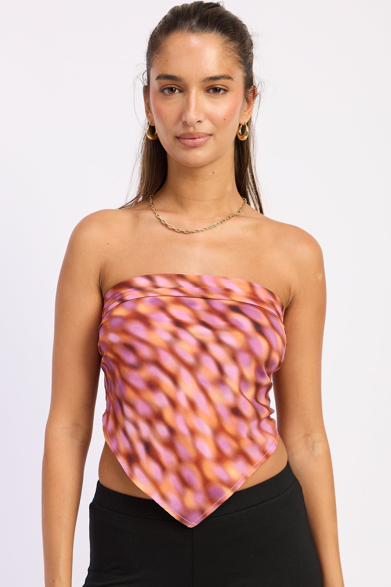 Emory Park Esther Scarf Top in Brown Purple Mix