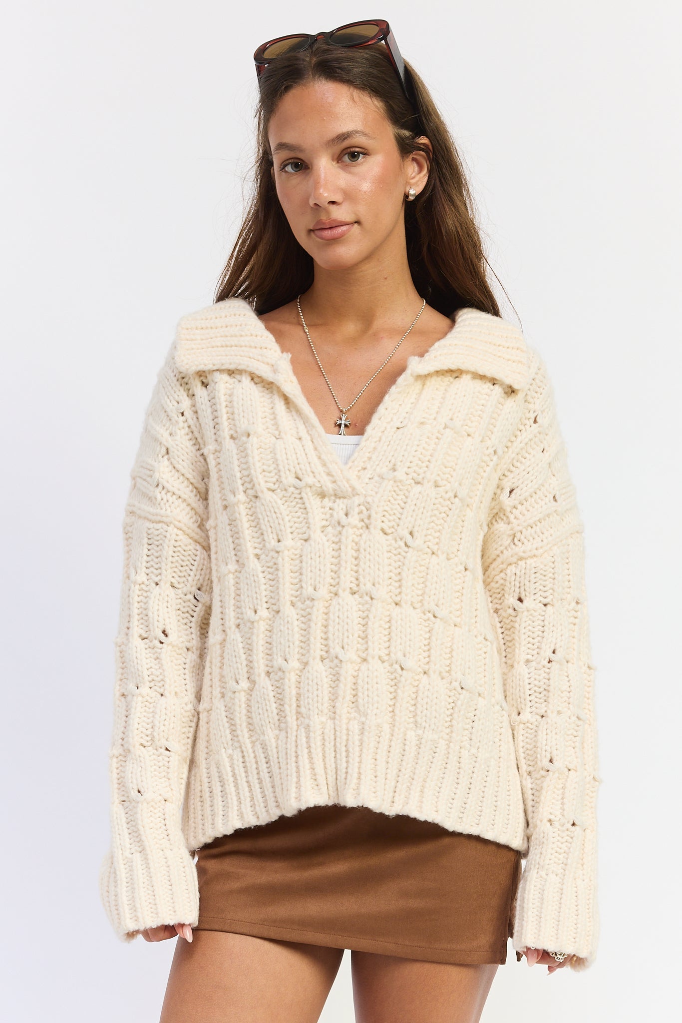 Emory Park Fallon Sweater in Oatmeal - Fall Wardrobe Essential - Fallon Sweater Dress (top)