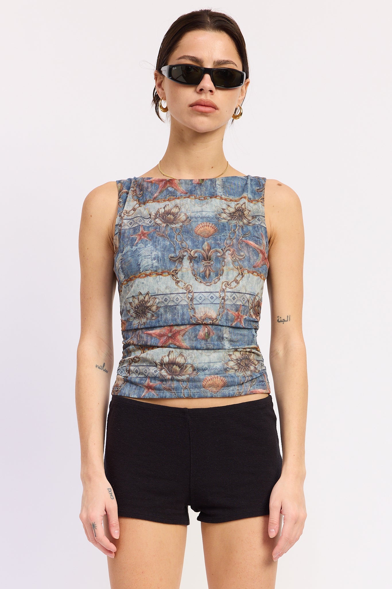 Emory Park Farrah Top in Blue Multi - Farrah Top By Urth