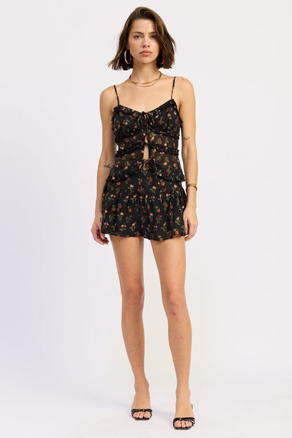 Emory Park Flora Mini Skort in Black Floral view 5 - Flora Mini Skirt