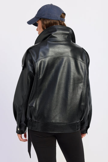Emory Park Gabriella Bomber Jacket in Black view 2 - Gabby Bomber Jacket (layer)