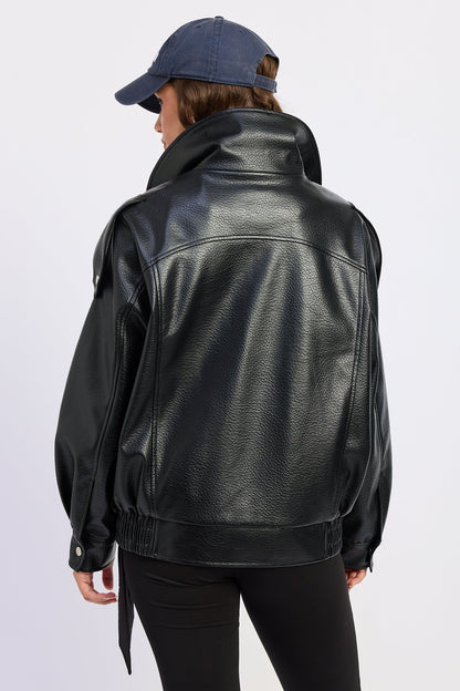 Emory Park Gabriella Bomber Jacket in Black view 2 - Gabby Bomber Jacket (layer)