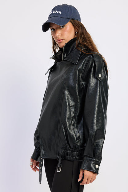 Emory Park Gabriella Bomber Jacket in Black view 3 - Gabby Bomber Jacket (layer)