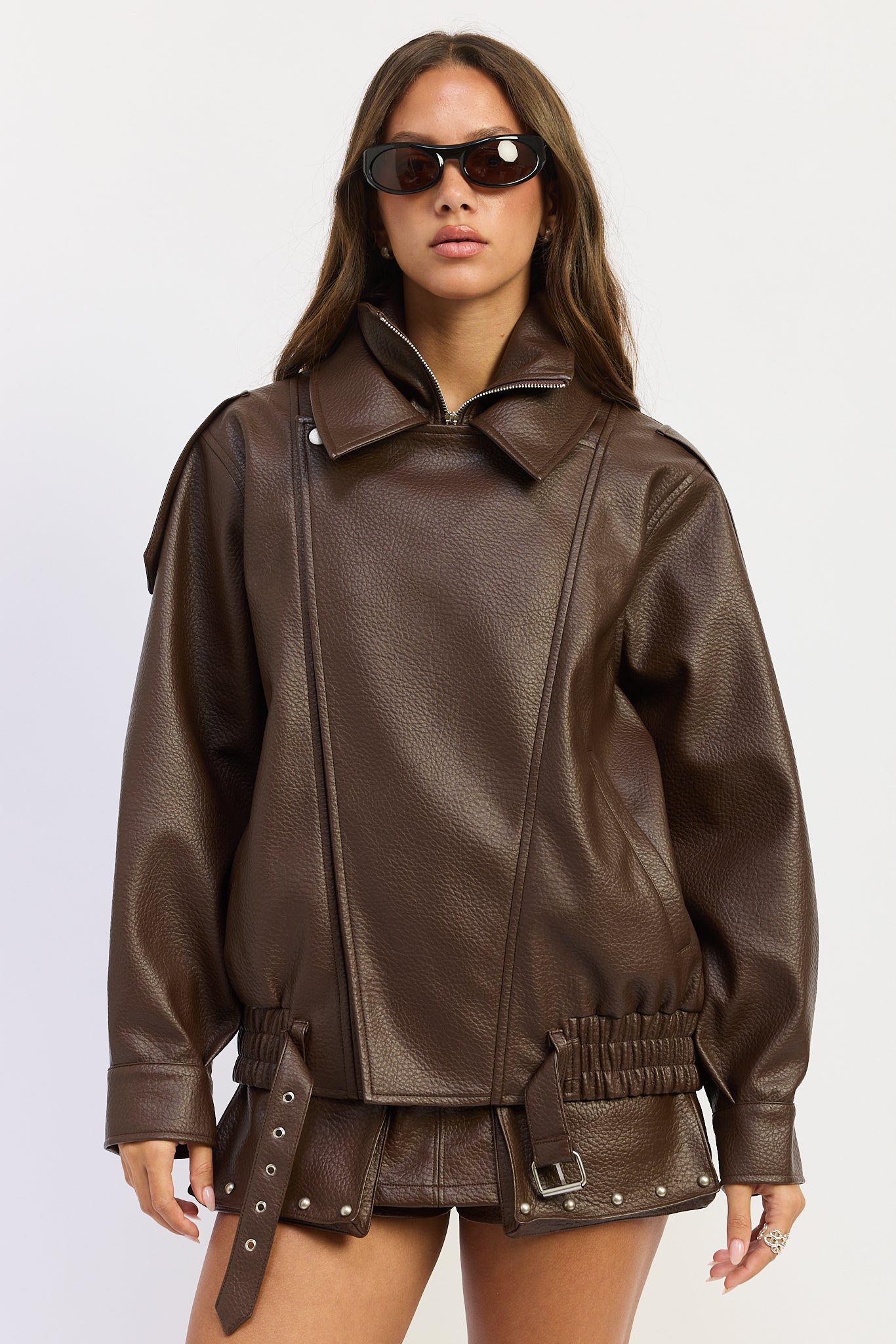 Emory Park Gabriella Bomber Jacket in Brown view 5 - Gabby Bomber Jacket (layer)