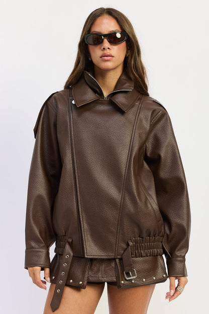 Emory Park Gabriella Bomber Jacket in Brown view 5 - Gabby Bomber Jacket (layer)