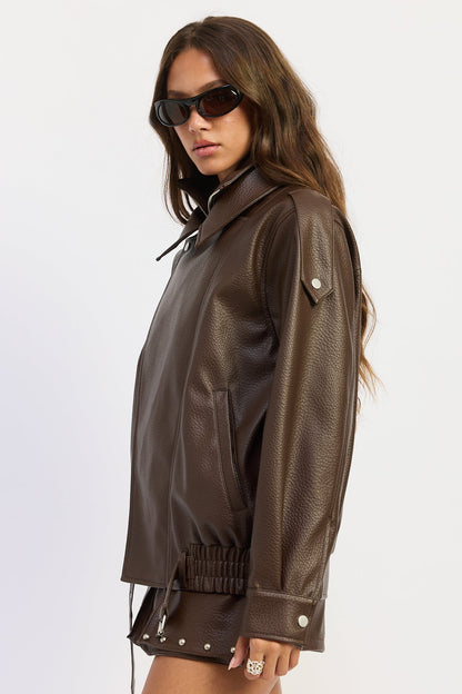 Emory Park Gabriella Bomber Jacket in Brown view 6 - Gabby Bomber Jacket (layer)