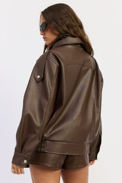 Emory Park Gabriella Bomber Jacket in Burgundy view 7 - Gabby Bomber Jacket (layer)