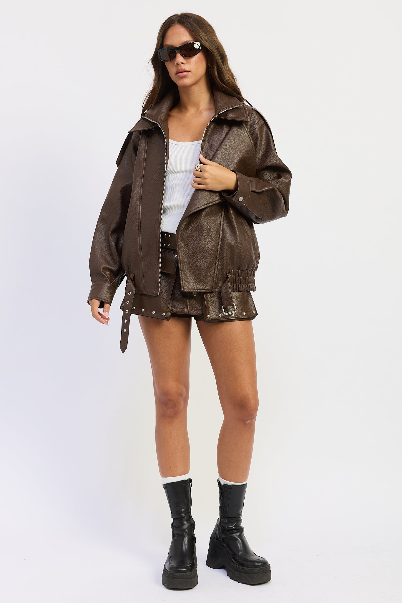 Emory Park Gabriella Bomber Jacket in Burgundy view 8 - Gabby Bomber Jacket (layer)
