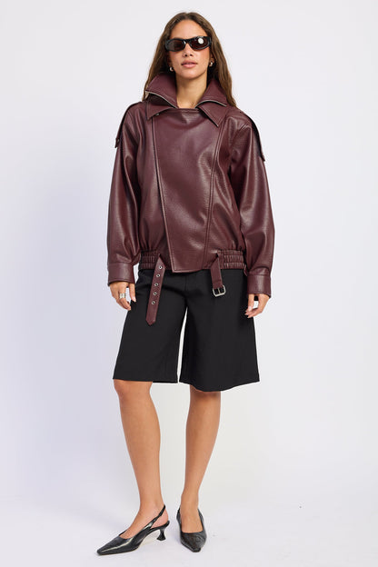 Emory Park Gabriella Bomber Jacket in Burgundy view 9 - Gabby Bomber Jacket (layer)
