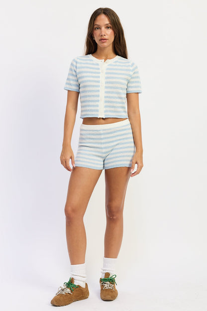 Emory Park Gemma Top in Ivory Blue Stripe view 4 - Gemma Top Iamgia