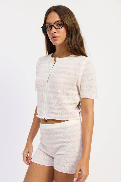 Emory Park Gemma Top in Ivory Blue Stripe view 6 - Gemma Top Iamgia