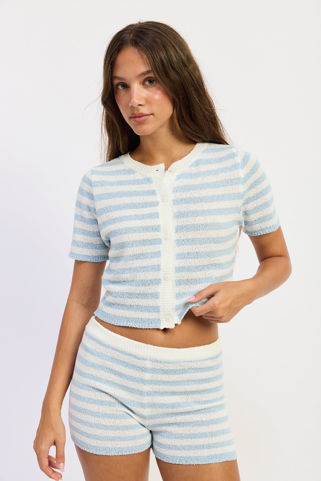 Emory Park Gemma Top in Ivory Pink Stripe - Gemma Top Iamgia