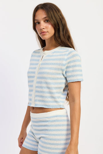 Emory Park Gemma Top in Ivory Pink Stripe view 2 - Gemma Top Iamgia