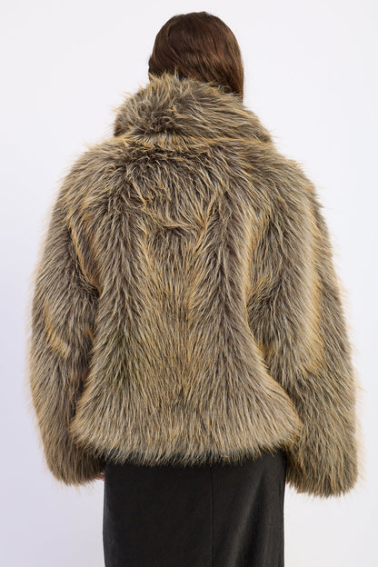 Emory Park Georgia Fur Jacket in Khaki Beige view 3 - Georgia Fur Coat (layer)