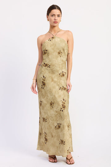 Emory Park Ginevra Midi Dress in Light Olive - Emory Park Dress Plaid