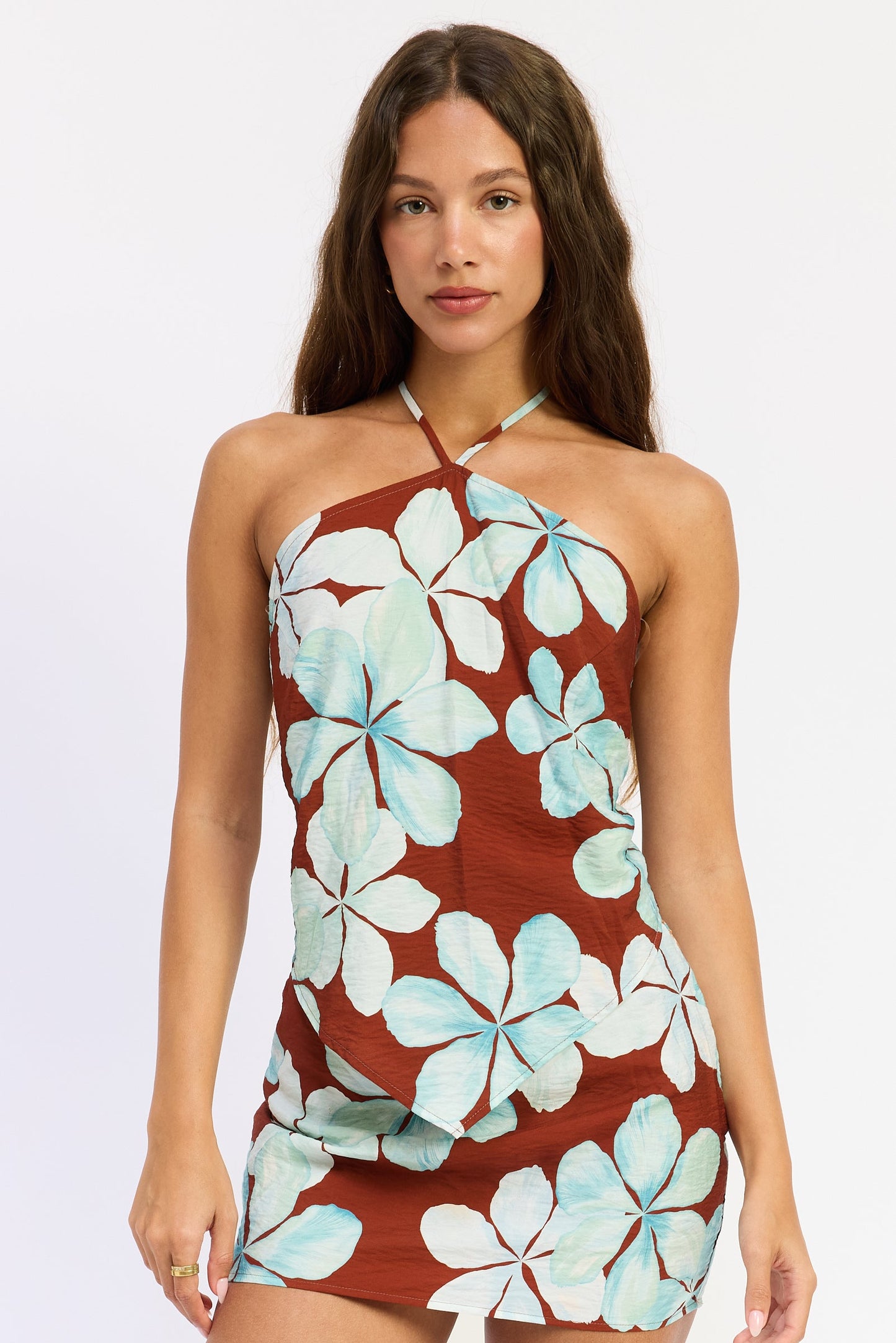 Emory Park Giselle Scarf Top in Brown Floral