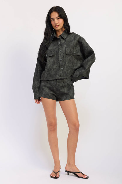 Emory Park Halle Suede Shorts in Black (bottom)