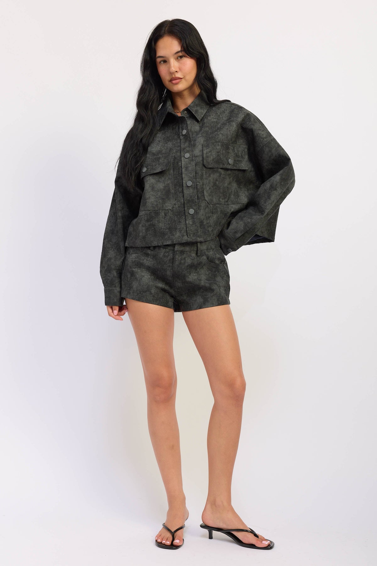 Emory Park Halle Suede Shorts in Black view 4 - Emory Park Pants (top)