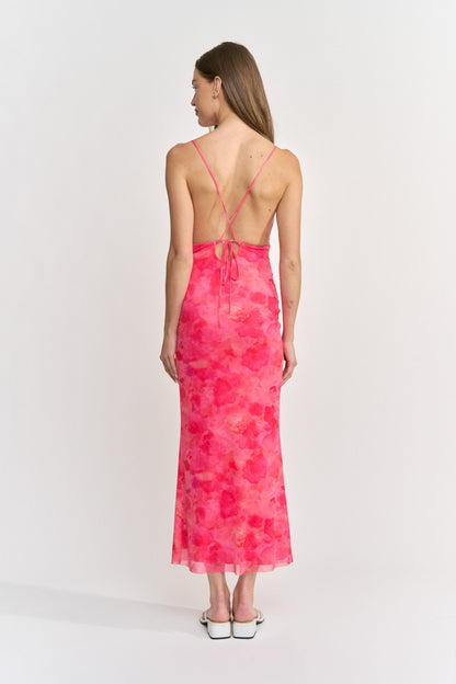 Emory Park Hallie Maxi Dress in Fuschia Floral view 2 - Hallie Maxi Dress Peppermayo