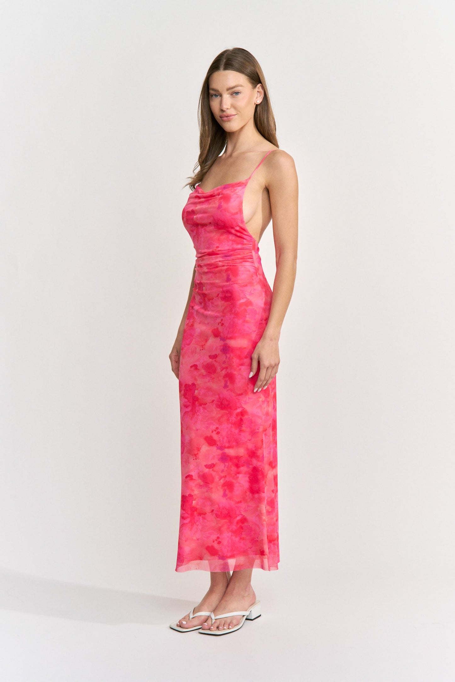 Emory Park Hallie Maxi Dress in Fuschia Floral view 3 - Hallie Maxi Dress Peppermayo