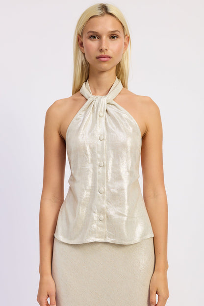 Emory Park Hani Halter Top in Champagne - Honey Halter Top