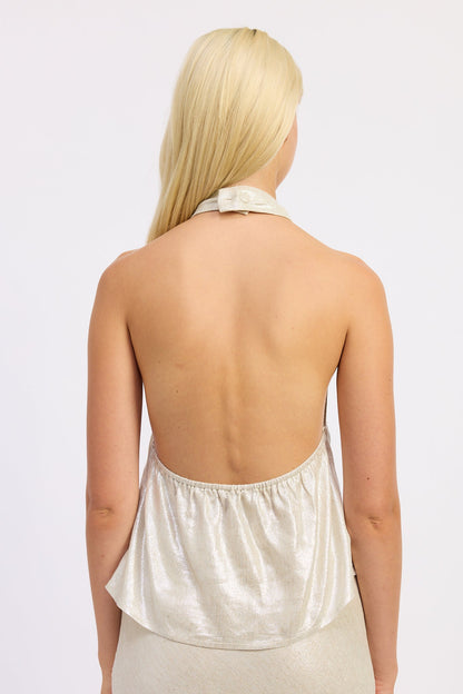 Emory Park Hani Halter Top in Champagne view 3 - Honey Halter Top