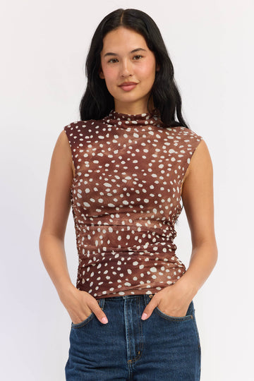 Emory Park Hannah Mesh Top in Brown