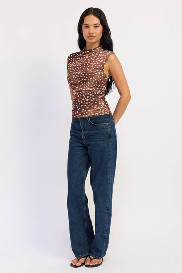 Emory Park Hannah Mesh Top in Brown view 2