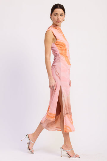Emory Park Hannah Midi Dress in Pink Multi view 2 - Hannah Midi Dress Alice And Olivia