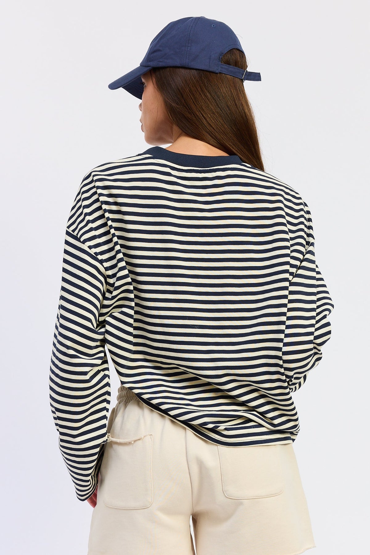 Emory Park Harley Oversized Top in Red Stripe view 4 - Relaxed Fit - Harley Oversized Shirt