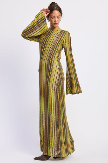 Emory Park Helena Maxi Dress in Green Brown view 2 - Helena Maxi Dress Babyboo