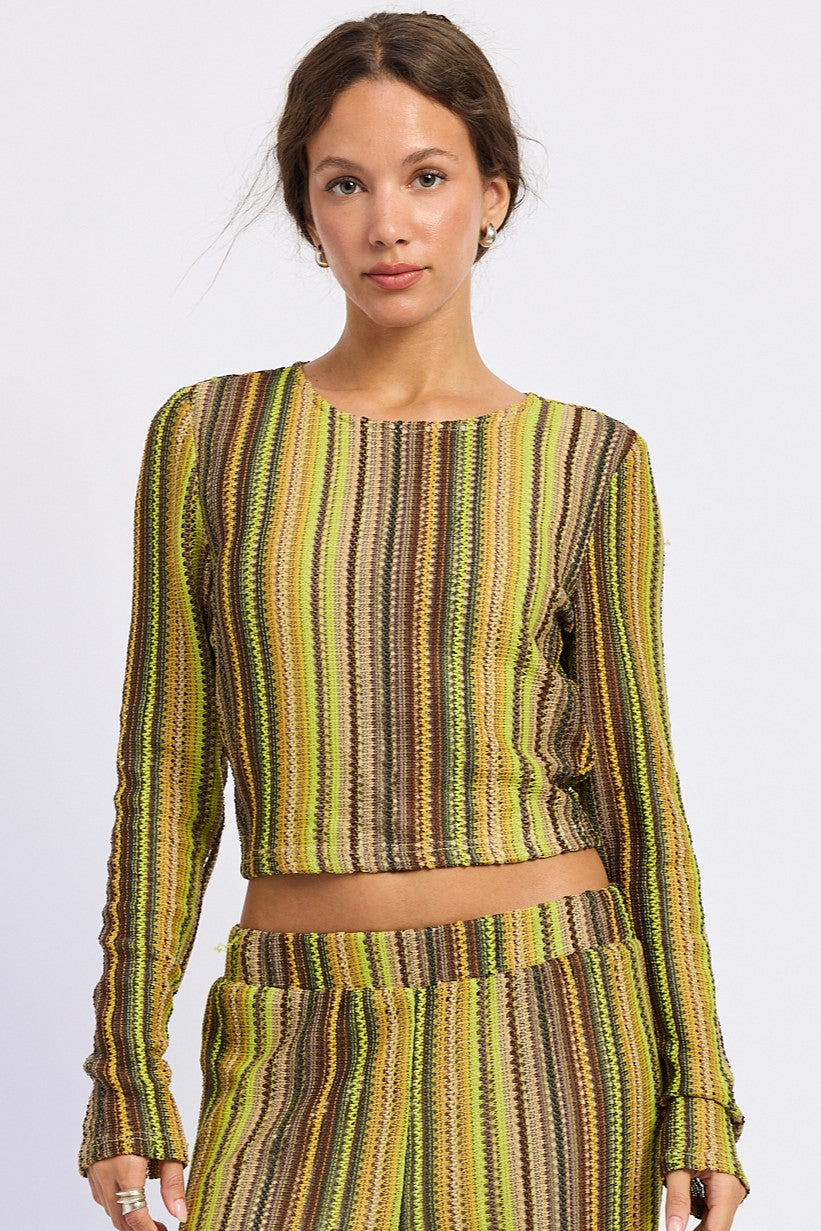 Emory Park Helena Top in Green Brown - Helena Top Doen
