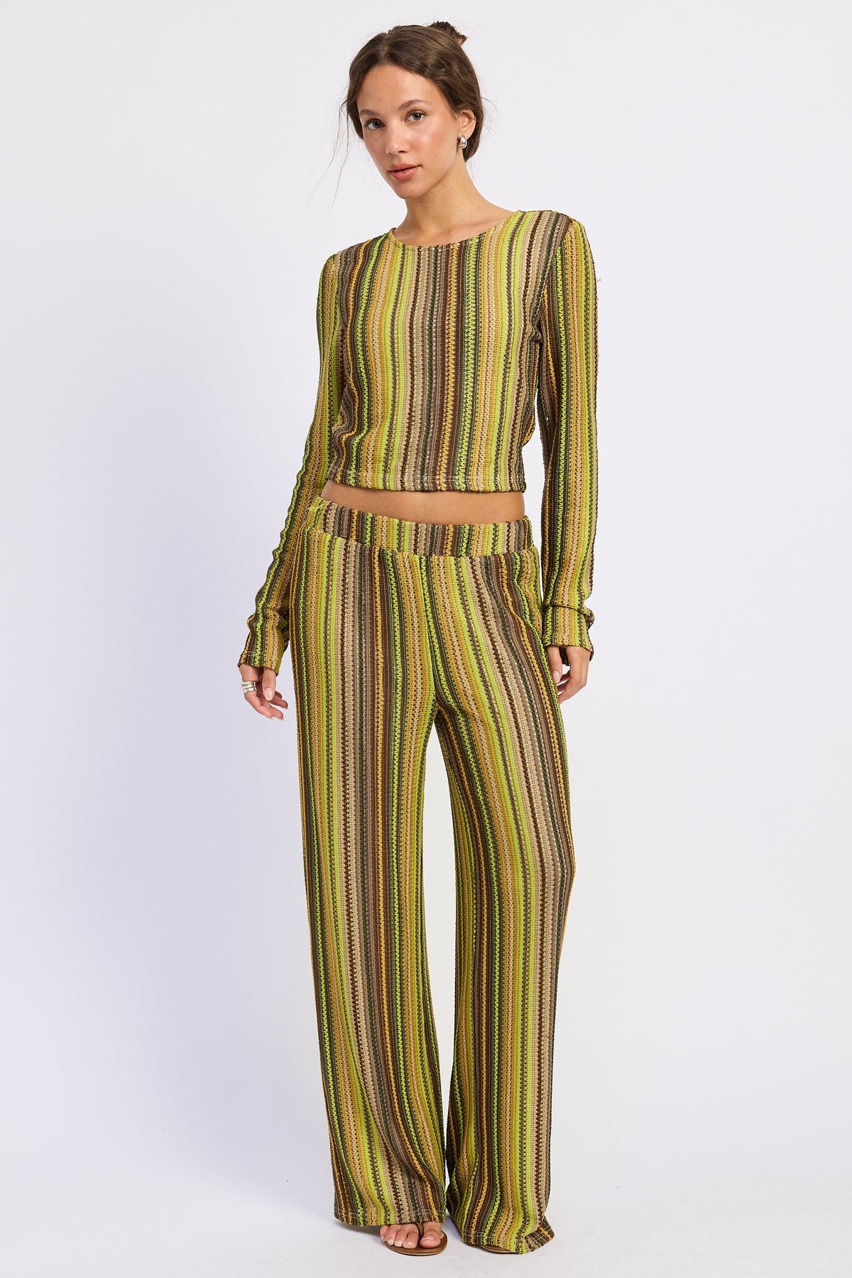 Emory Park Helena Wide Leg Pants in Green Brown (bottom)