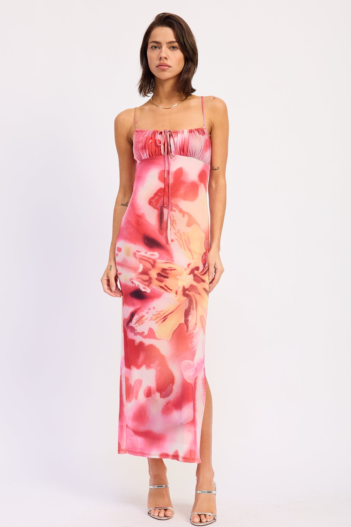 Emory Park Hensley Midi Dress in Rose Pink Floral - Henley Midi Dress