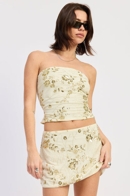 Emory Park Iris Tube Top in Ivory view 4 - Iris Crop Top