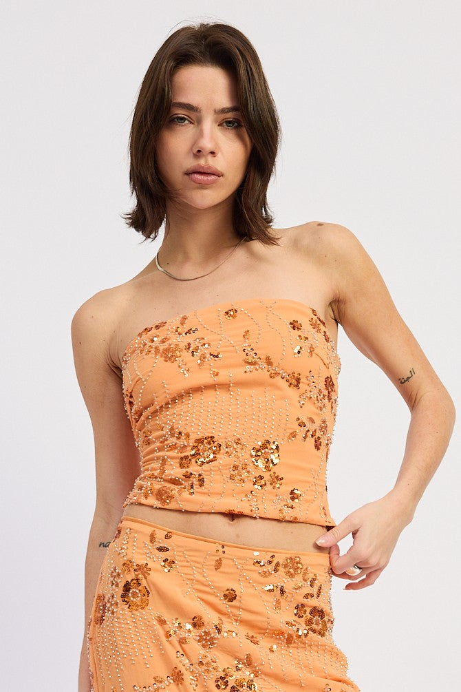 Emory Park Iris Tube Top in Orange - Iris Crop Top