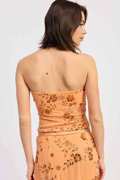 Emory Park Iris Tube Top in Orange view 3 - Iris Crop Top