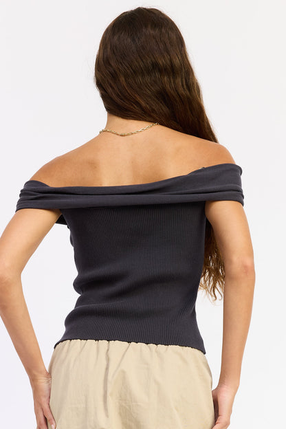 Emory Park Ivy Top in Dark Grey view 3 - Ivy Top Petiteknit
