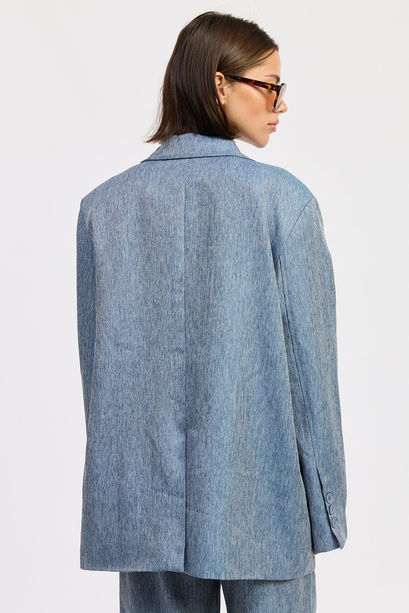Emory Park Jacey Blazer in Denim Blue view 3 - Casual Office Outfit (layer)