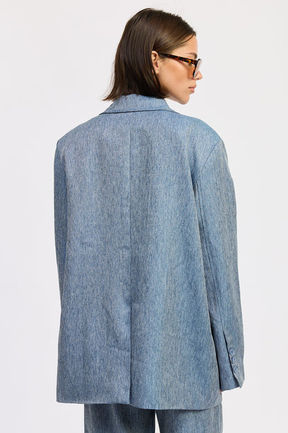 Emory Park Jacey Blazer in Denim Blue view 3 - Casual Office Outfit (layer)