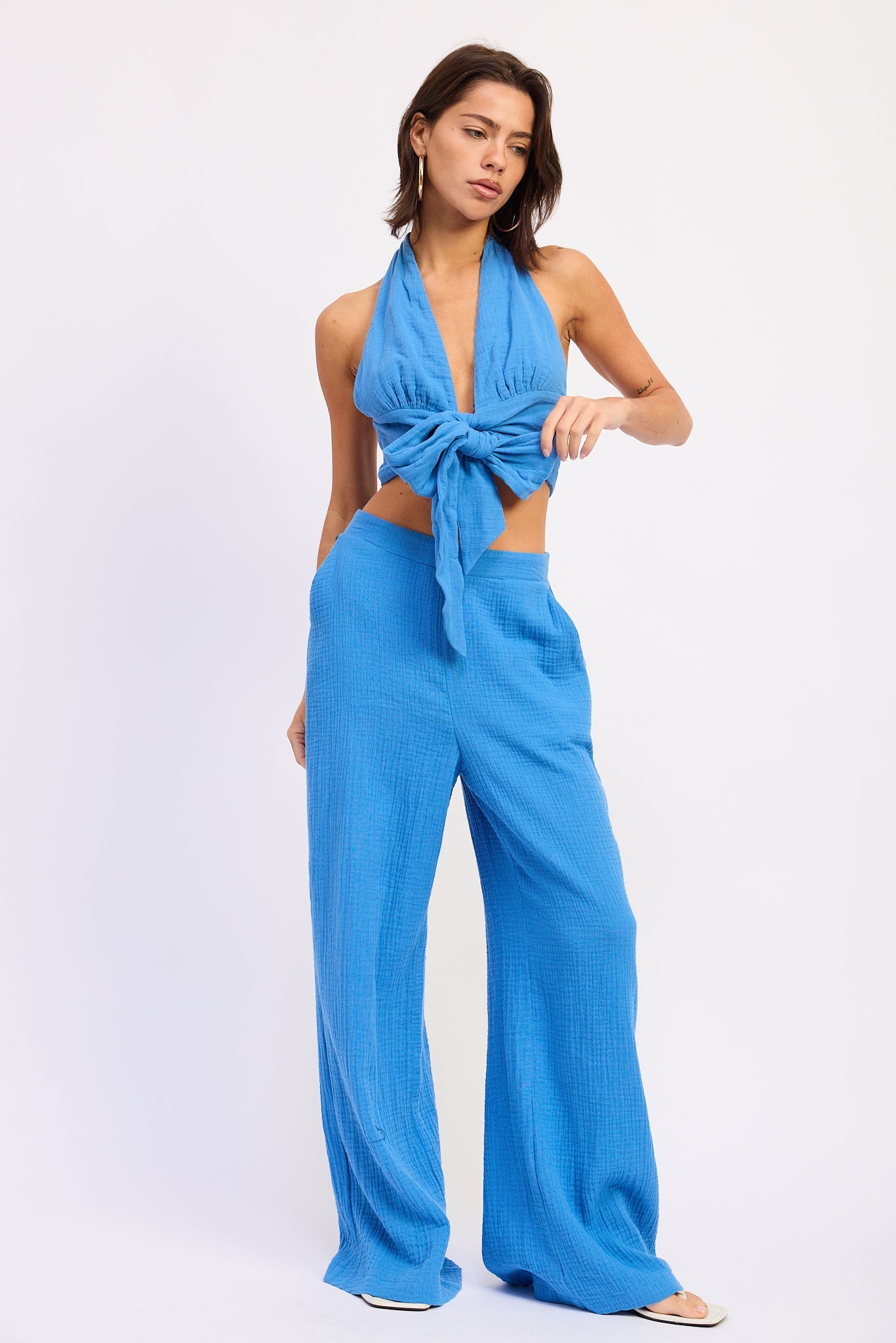 Emory Park Jadae Halter Neck Top in Off-White view 4 - Jade Halter Top
