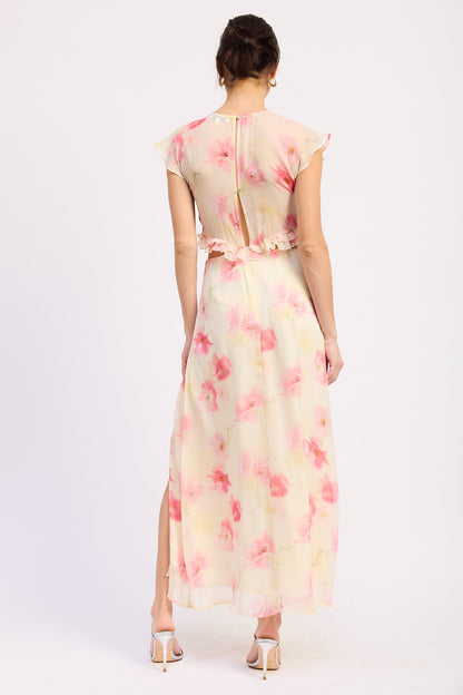 Emory Park Jaelyn Maxi Dress in Ivory Pink view 3 - Jaelyn Halter Neck Satin Maxi Dress