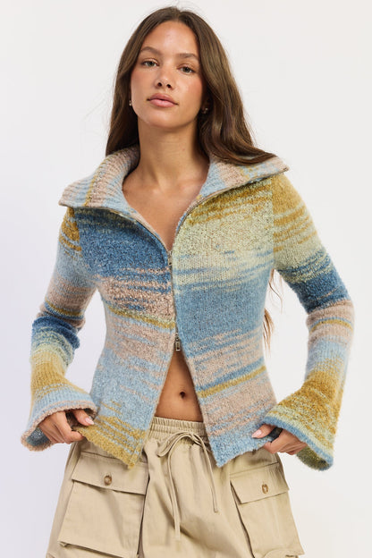 Emory Park Jolene Cardigan Top in Baby Blue Combo - Jolene Cardigan Brandy Melville