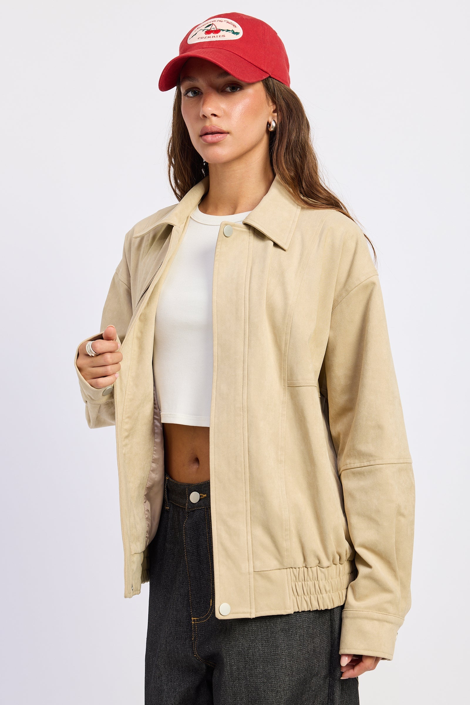 Emory Park Journey Bomber Jacket in Light Beige view 2 - Travel Bomber Jacket (layer)