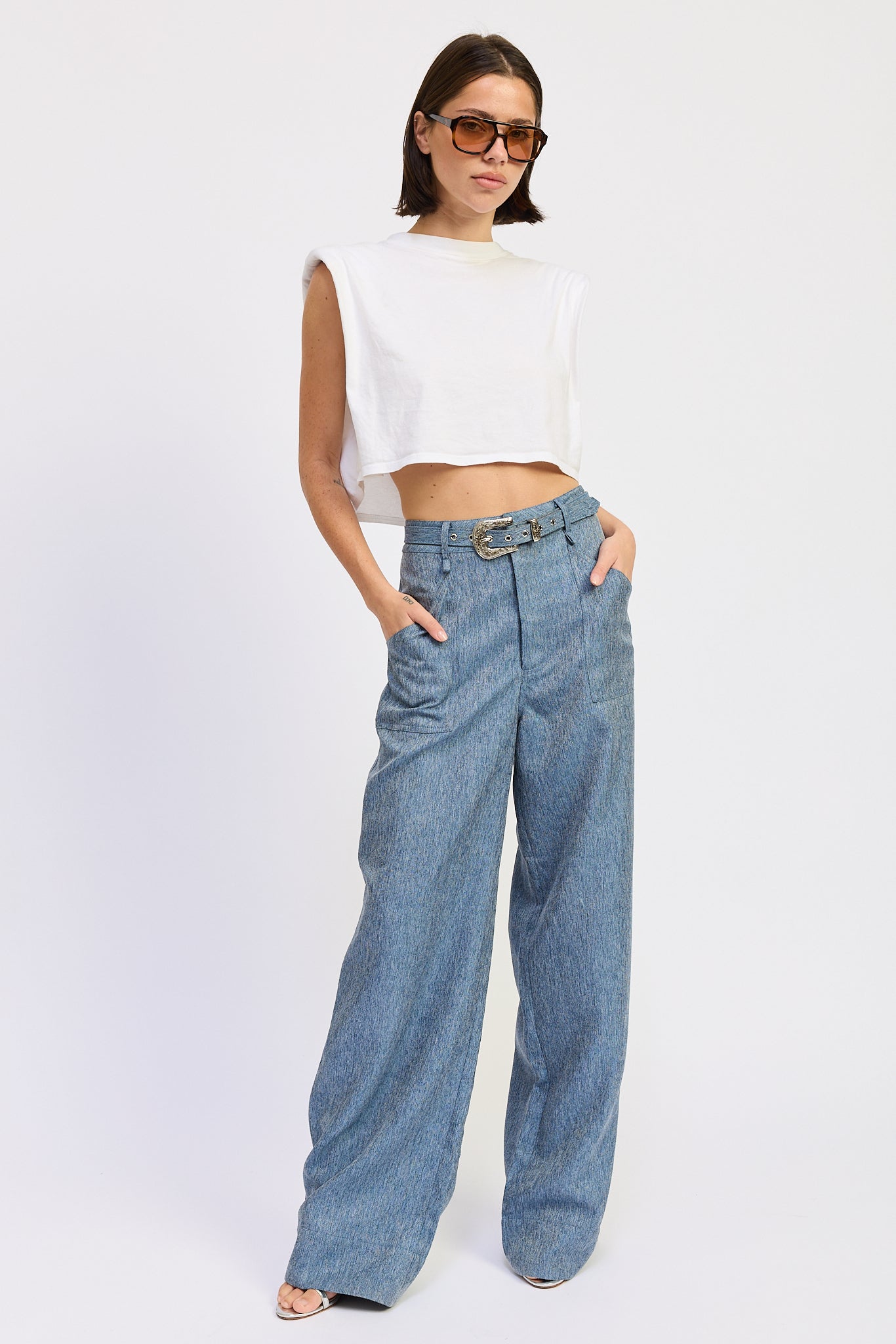 Emory Park Jovie Trousers in Denim Blue - Shoes To Wear With Chino Pants (bottom)