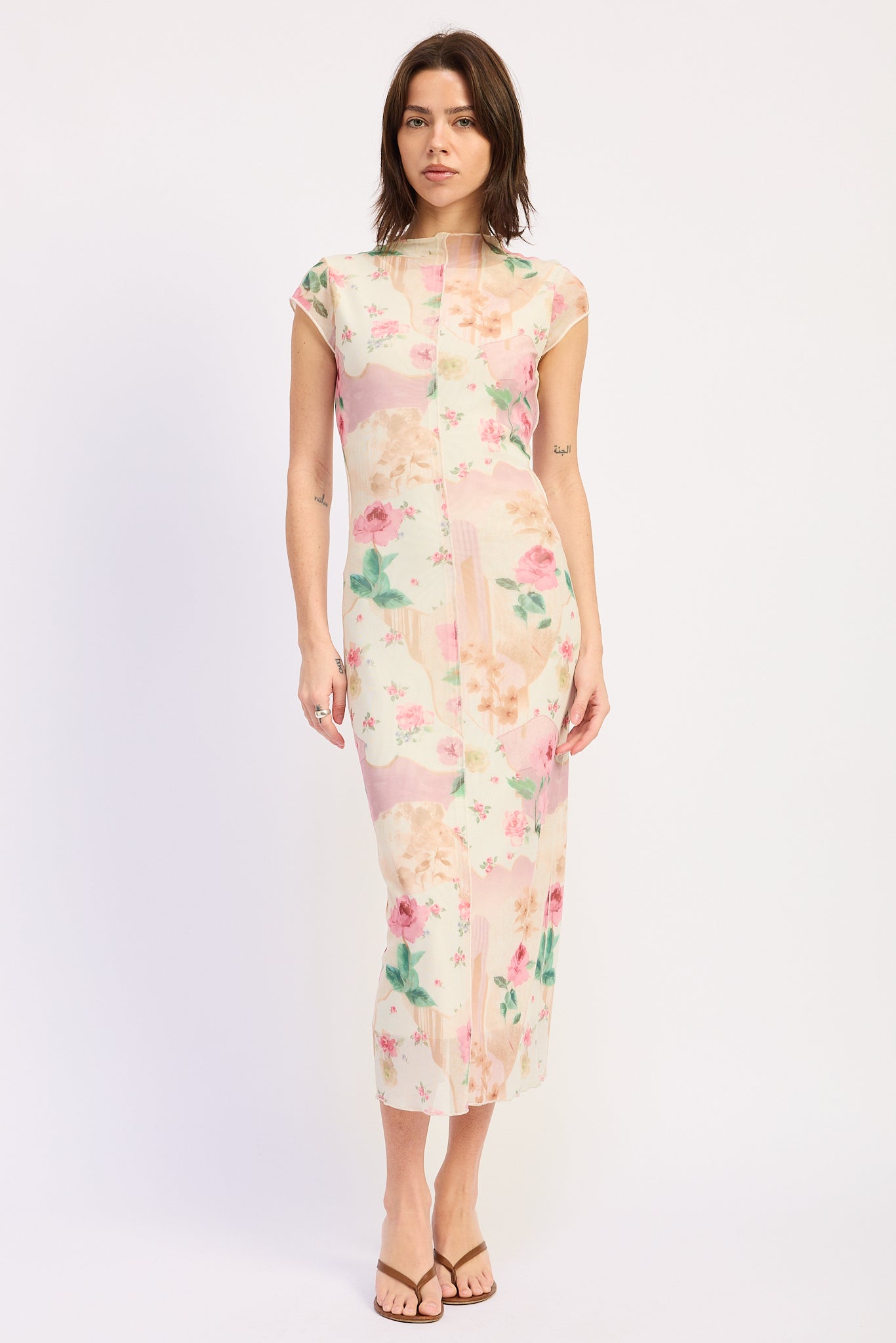 Emory Park Julie Midi Dress in Ivory Rose Pink
